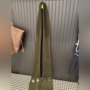 Michael Kors long cable knit scarf olive green